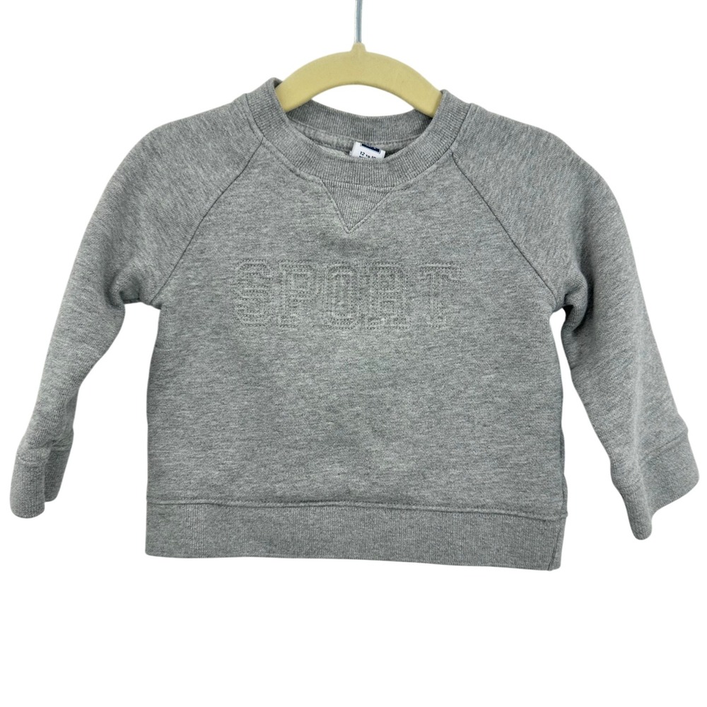 Janie and Jack Baby Sweatshirt 12-18 Months Gray Sport Pullover Crew Neck
